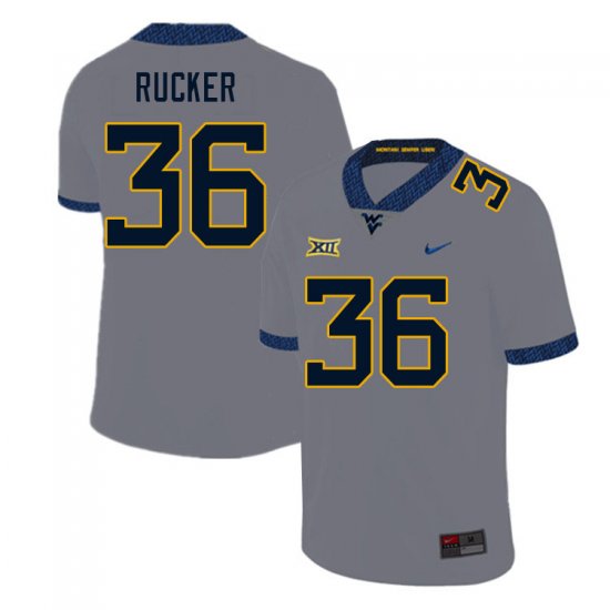 Men's West Virginia Mountaineers NCAA #36 Markquan Rucker Gray Authentic Nike Stitched College Football Jersey OQ15E62NM